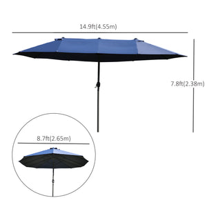 15-foot double-sided parasol, blue