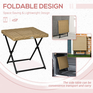 Folding garden coffee table in woven resin