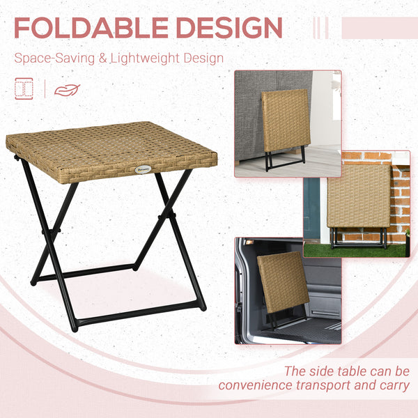Folding garden coffee table in woven resin