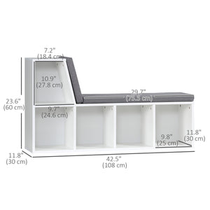 Bookcase with 5 compartments and padded reading corner, gray