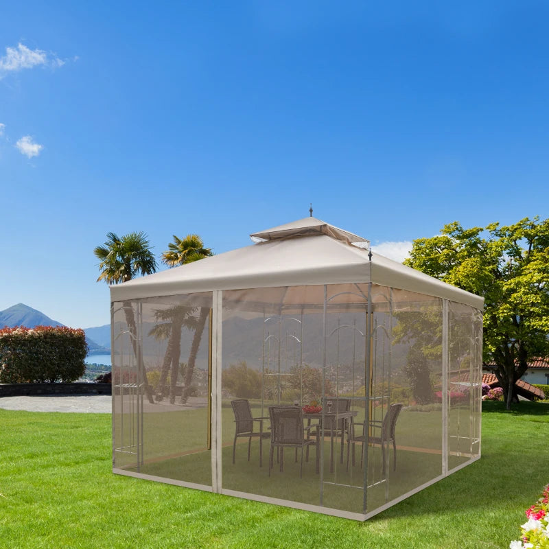 10 x 10 ft. Steel Gazebo with Removable Mesh Curtains