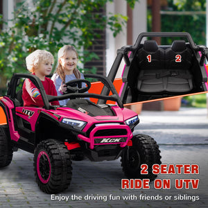 24V 2-seater electric truck with spring suspension, pink