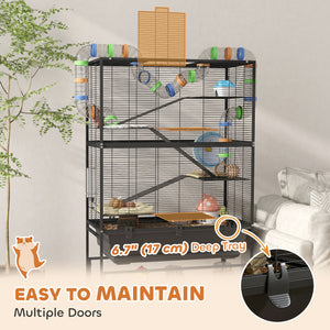 5-tier rolling cage with tray for Syrian rodents, gerbils and rats.