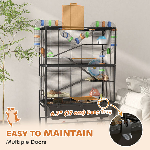 5-tier rolling cage with tray for Syrian rodents, gerbils and rats.