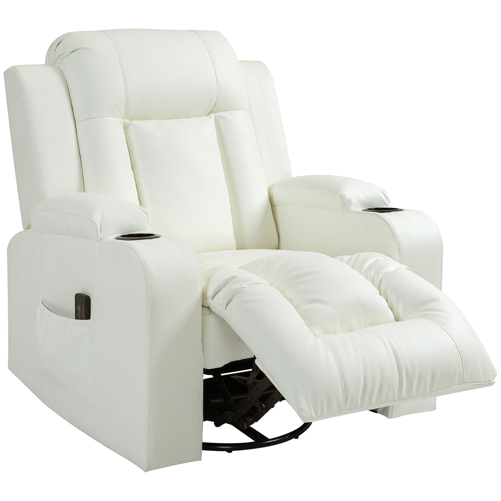 Cream White Swivel Massage Rocking Chair