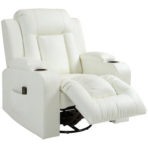 Cream White Swivel Massage Rocking Chair