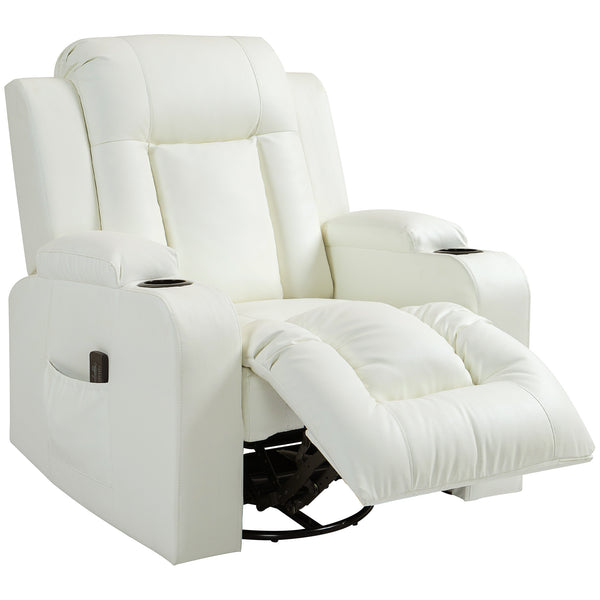 Cream White Swivel Massage Rocking Chair