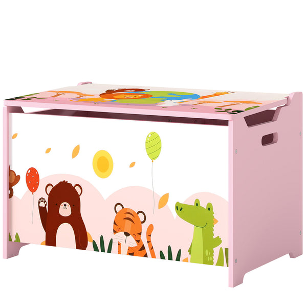 Storage chest with lid and safety hinges, pink