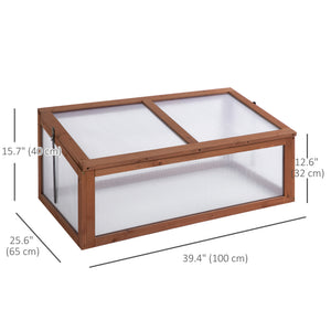 Wooden cold frame with hinged and tilting lid, brown
