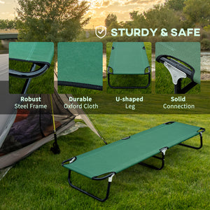 Foldable Camp Bed for Adults, Portable Outdoor Sleeping Bed, Green
