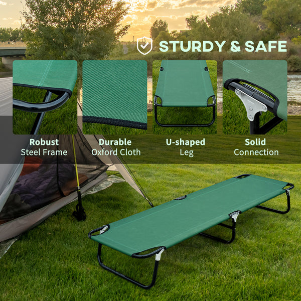 Foldable Camp Bed for Adults, Portable Outdoor Sleeping Bed, Green