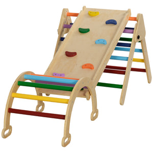 Pikler 5-in-1 Triangle Set with Ladder, Ramp and Arch, Multi-Color