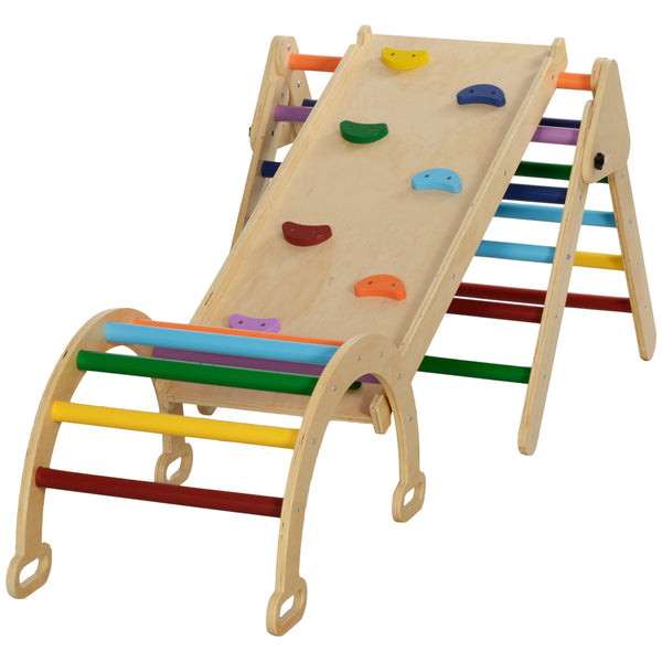 Pikler 5-in-1 Triangle Set with Ladder, Ramp and Arch, Multi-Color