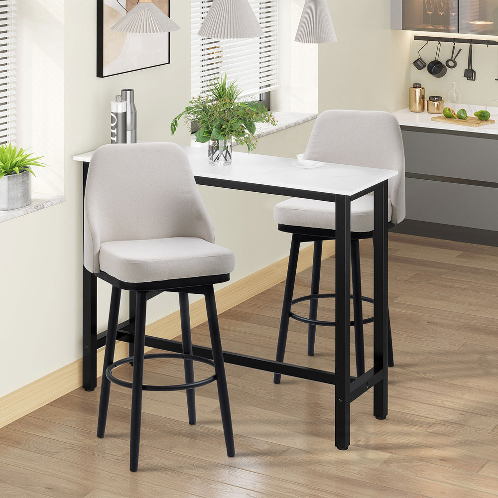 Set of 2 Extra Tall 360° Swivel Bar Stools, Cream White