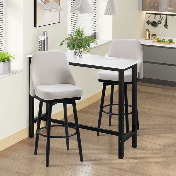 Set of 2 Extra Tall 360° Swivel Bar Stools, Cream White