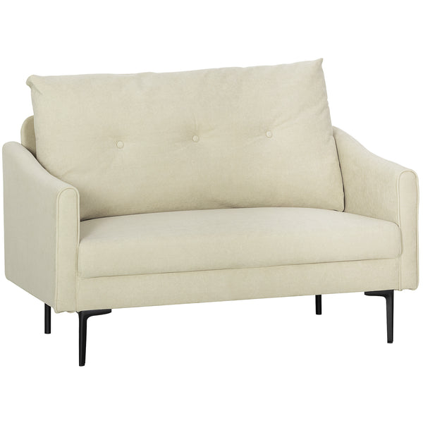 2 seater sofa with high resilience foam and thick padding, cream white
