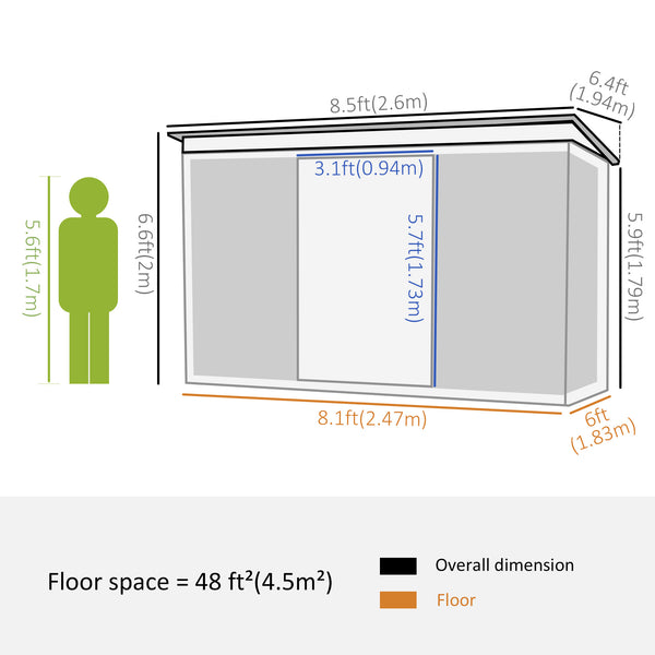 Lockable steel garden shed, grey