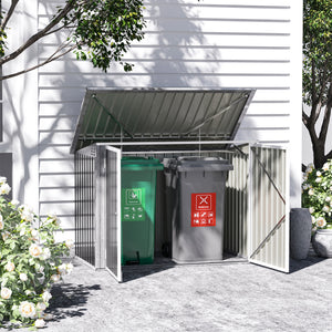 Outdoor bin shelter with double doors and ventilation, for 2 bins, dark grey