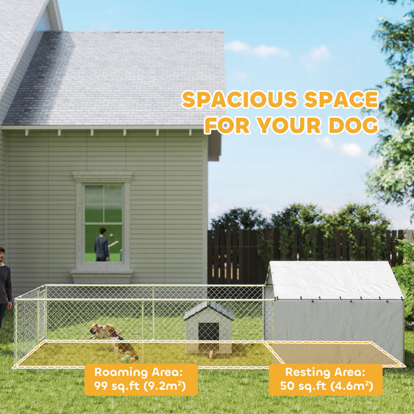 Galvanized steel kennel with waterproof cover