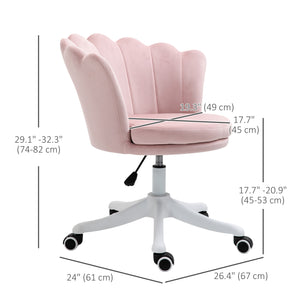 Height-adjustable velvet office chair, pink