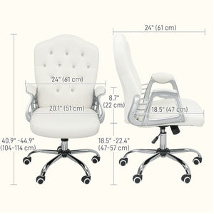 Velvet office chair with swivel casters, adjustable height, recline function, off-white