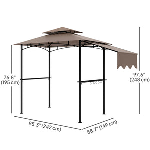 Two-tier barbecue gazebo with side awning, 2 side shelves and 6 hooks