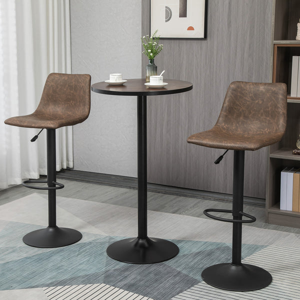 Industrial high bistro table with metal base and elm wood top