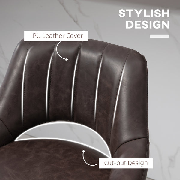 Set of 2 swivel bar stools, counter height, with round metal base