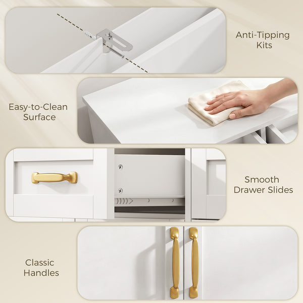 55" White 4-Door, 4-Drawer Buffet