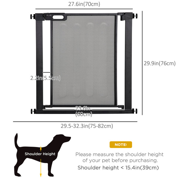 Metal barrier with self-closing and double-locking gate, black