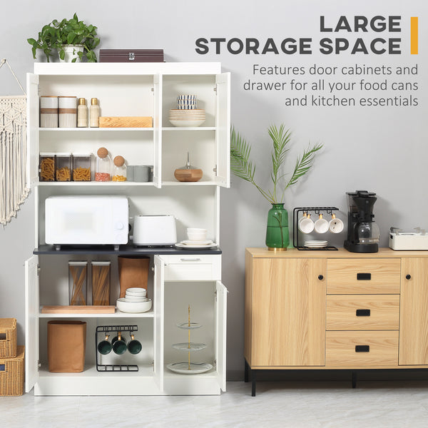 71" Sideboard with Adjustable Shelves, Gloss White