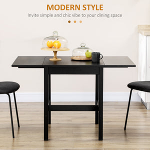 Country-style drop-leaf kitchen table for small spaces, folding, black
