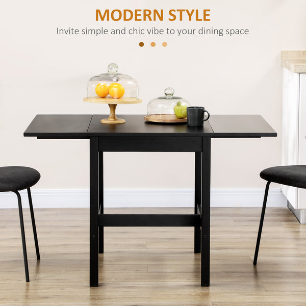 Country-style drop-leaf kitchen table for small spaces, folding, black