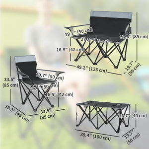4-piece folding camping set with cup holders