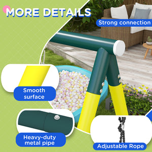4-in-1 module with saucer swing, seat, climbing ladder/net and basketball hoop