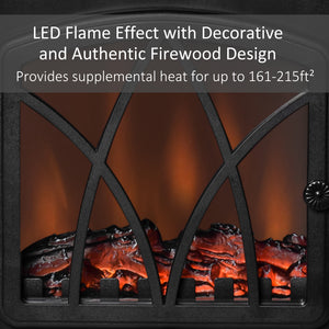 Freestanding Electric Fireplace with Adjustable LED Flame Effect 750W/1500W, Black