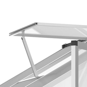 Aluminium greenhouse, gutter and ventilation, silver