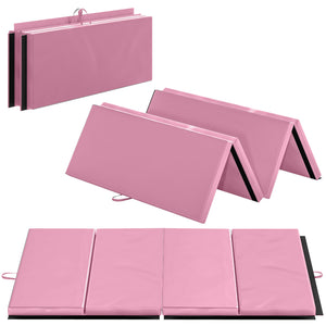2-inch thick folding gymnastics mat with 4 panels – Pink