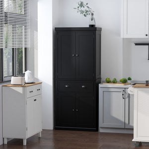 Tall kitchen cabinet with drawer and adjustable shelves, black