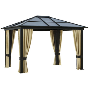 10' x 12' Gazebo Hardtop Waterproof, Sunshade with Sidewalls and Mosquito Netting