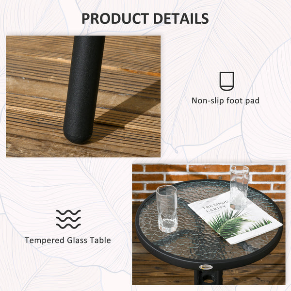 3-Piece Wicker Furniture Set with 2 Stacking Chairs and Tempered Glass Coffee Table, Brown