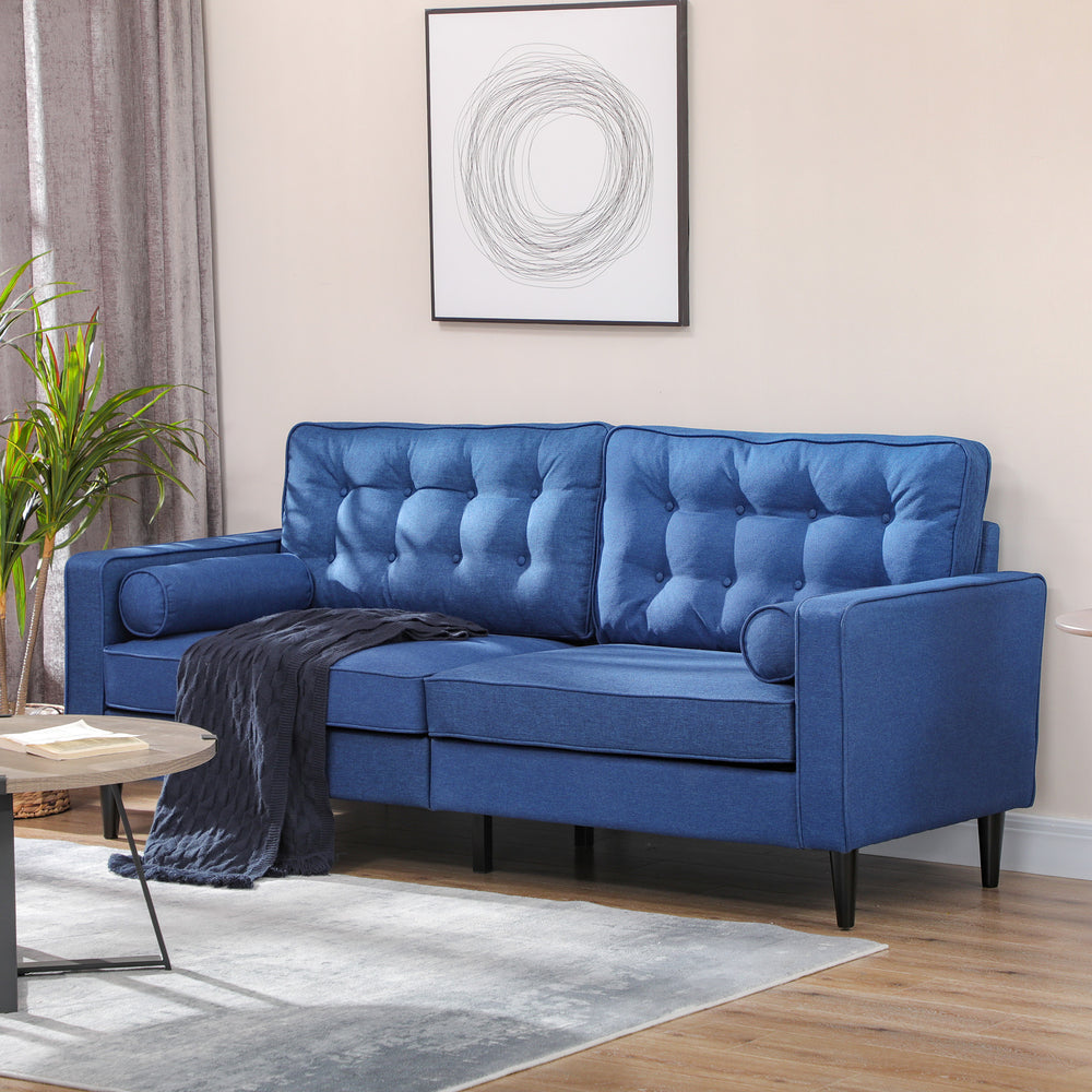 Mid-Century Sofa with Tufted Back Cushion, Dark Blue