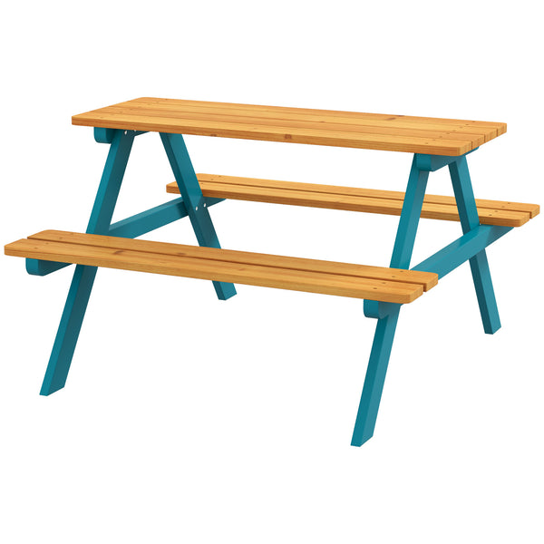 Picnic table and bench set, natural wood