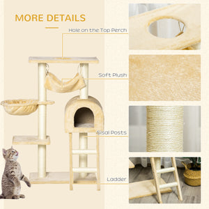99cm Deluxe Cat Tree with Scratching Post, Condo, Activity Center, Beige