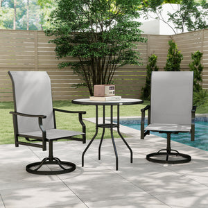 Set of 2 outdoor swivel high-back chairs, light gray