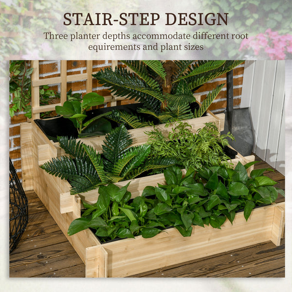 Raised wooden planter with trellis