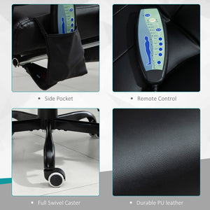 Reclining massage office chair with footrest, black