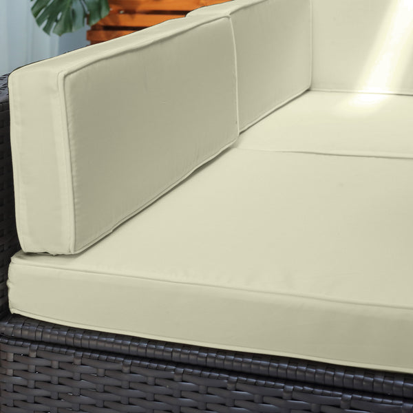 7-piece garden sofa set in woven resin, dark brown and beige