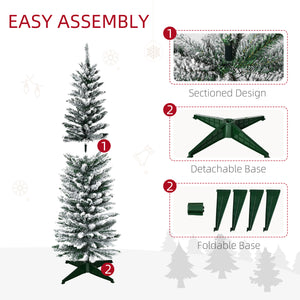 5ft Tall Artificial Christmas Tree with Snowy Branches