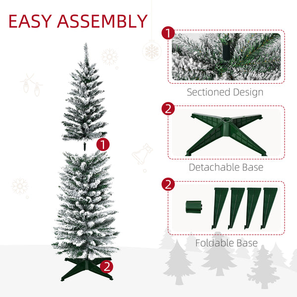5ft Tall Artificial Christmas Tree with Snowy Branches